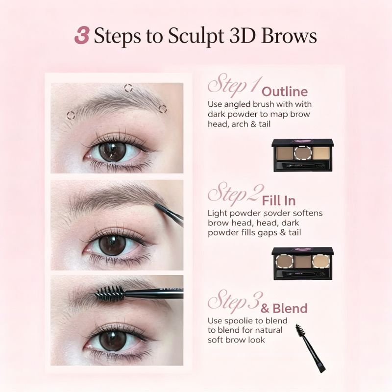 FLORTTE Three-Color Eyebrow Powder No Worries Series