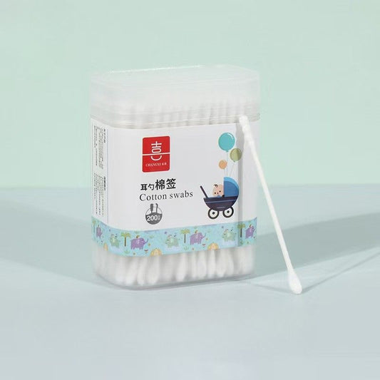 Dual-Ended Cotton Swabs – Ear Pick & Spiral Tip (200 pcs)