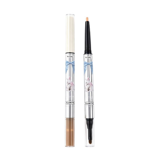 FLORTTE Double-Sided Eyeshadow Pencil – Dual-Ended Under Eye Highlight & Contour Stick for Natural Eye Makeup  Princess Aegyo Sal Volumizing