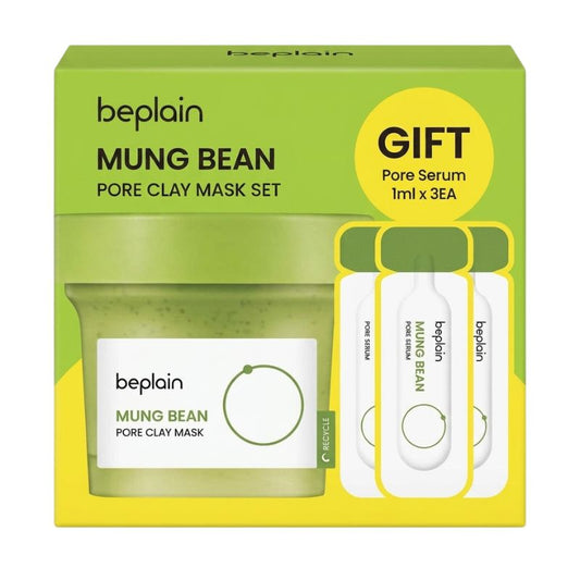 Beplain Mung Bean Pore Clay Mask 120ml + Pore Serum 1ml × 3pcs set