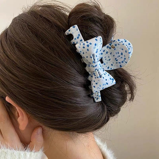 Polka Dot Double-Sided French Ribbon Hair Claw –  Medium